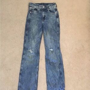 GAP Blue Straight Leg Jeans with Distressed Details